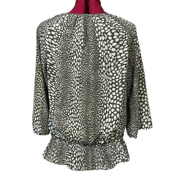 Vero Moda raglan sleeve animal  print scoop neck blouse lower shirred flounce - Picture 2 of 8